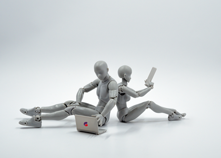 AI created robo's using laptop and tablet