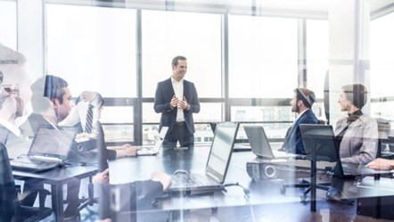 Group of people in interaction business meeting