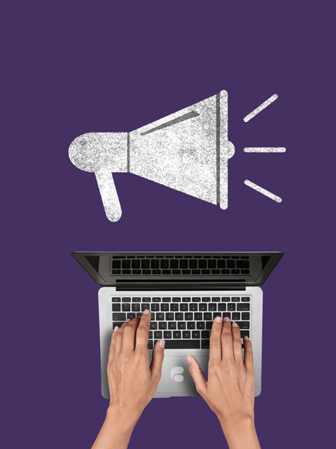 Man typing and digital marketing