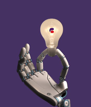 illustration - Robotic hand holding bulb