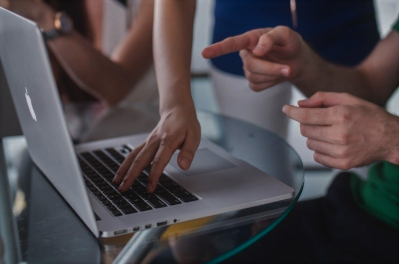 One typing, one gesturing