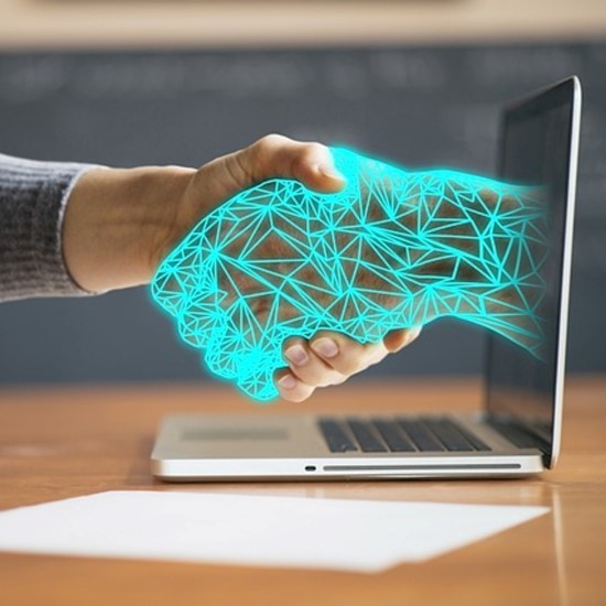 Hand Shake of Robotic hand - Human hand