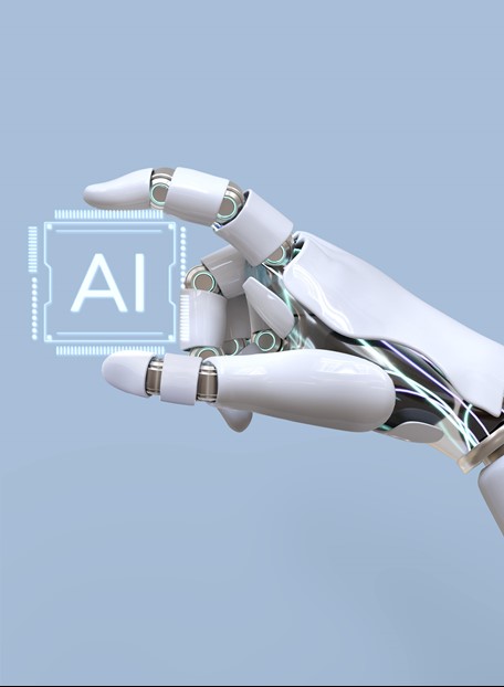 Robo hand, holding AI chip